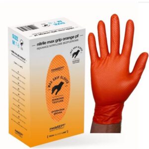 RĘKAWICE NITRYLOWE WZMACNIANE MAX GRIP POMARAŃCZOWE ROZ. XXL - REK GU NP XX